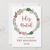 Portugees Gelukkig Kerstmis, op maat Feestdagenkaart (Voorkant)