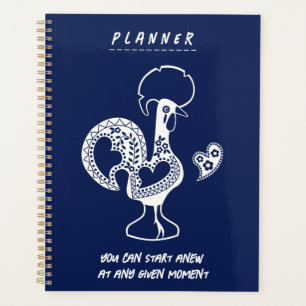 Portugees haan modern silhouet met citaat planner
