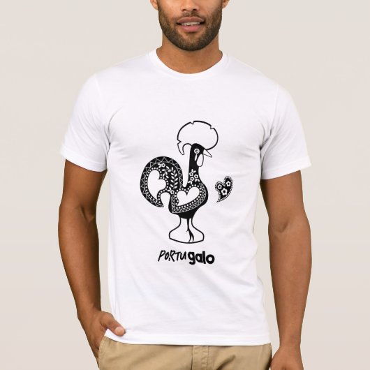 Portugees haan modern silhouet t-shirt (Voorkant)