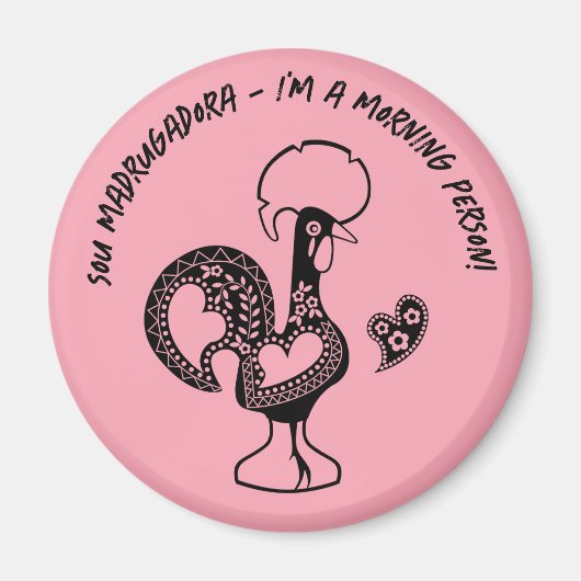 Portugees Haan Vroege Riser Modern Silhouet Magneet (Voorkant)