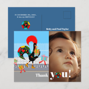 Portugees Hanen Verjaardagsfeestje Bedankt Briefkaart