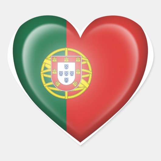 Portugees Hart Vlag op Wit Hart Sticker (Voorkant)