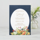 Portugees |  Herfst Pompoen Rustieke Trouwfeest Kaart (Staand voorkant)