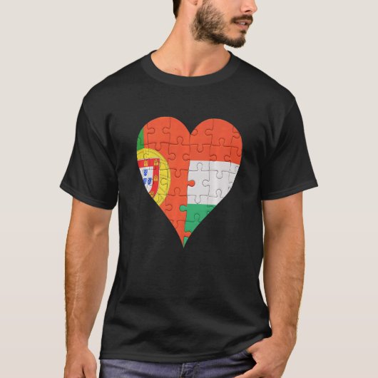 Portugees Hongaars vlaghart T-shirt (Voorkant)