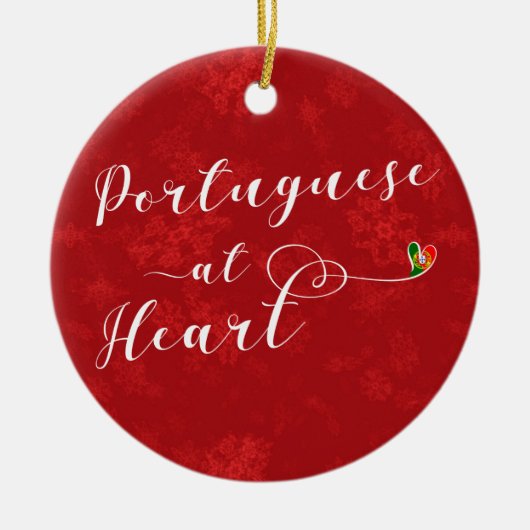 Portugees in het hart, kerstboomversiering keramisch ornament (Voorkant)