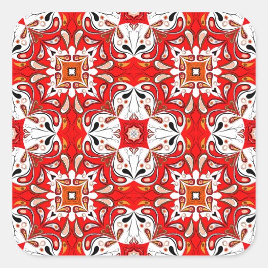 Portugees keramisch tegelpatroon vierkante sticker (Voorkant)