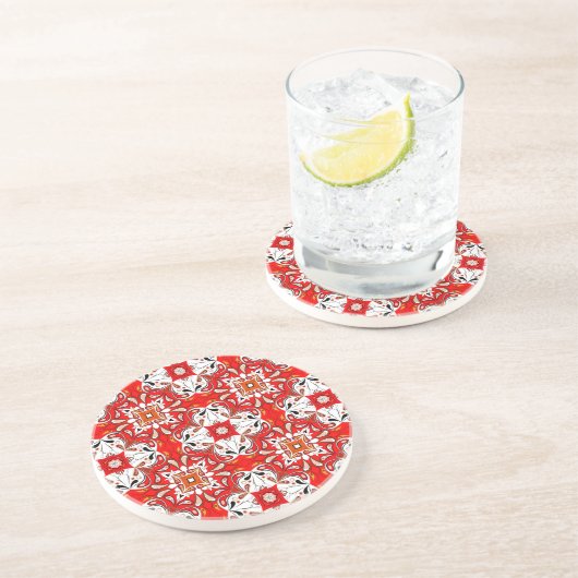 Portugees keramisch tegelpatroon zandsteen onderzetter (Zijkant)