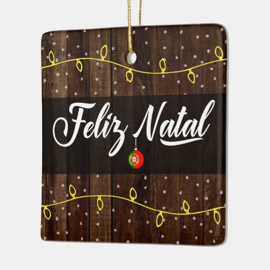 Portugees kerst, Feliz Natal Rustic Keramisch Ornament (Links)