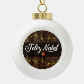 Portugees kerst, Feliz Natal Rustic Keramische Bal Ornament (Voorkant)