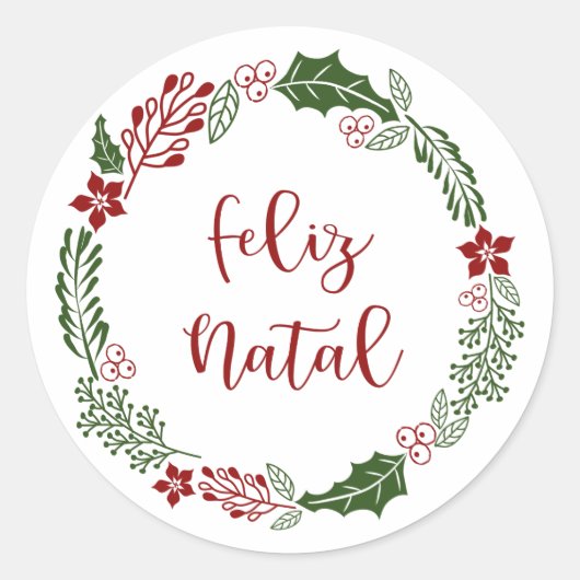 Portugees kerstavond, Feliz Natal Ronde Sticker (Voorkant)