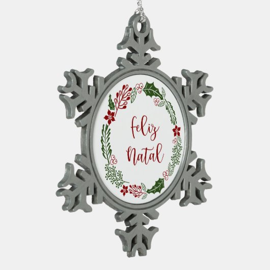 Portugees kerstavond, Feliz Natal Tin Sneeuwvlok Ornament (Links)