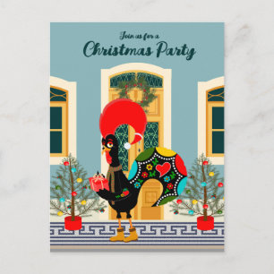 Portugees kerstfeest met haan uitnodiging briefkaart