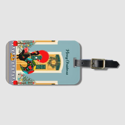 Portugees Kersthuis met Rooster Groeten Bagagelabel (Voorkant (horizontaal))