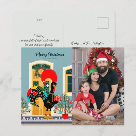 Portugees Kersthuis met Rooster Groeten Briefkaart (Voorkant / Achterkant)