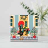 Portugees Kersthuis met Rooster Groeten Kaart (Staand voorkant)