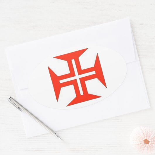Portugees kruis ovale Sticker (Envelop)