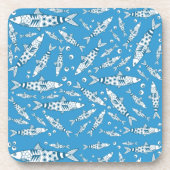Portugees Lissabon Sardines Pattern Azulejos Blue Bier Onderzetter (Voorkant)