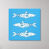 Portugees Lissabon Sardines Pattern Azulejos Blue Canvas Afdruk (Voorkant)