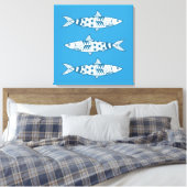 Portugees Lissabon Sardines Pattern Azulejos Blue Canvas Afdruk (Insitu (Slaapkamer))