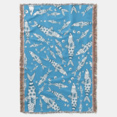 Portugees Lissabon Sardines Pattern Azulejos Blue Deken (Voorkant Verticaal)
