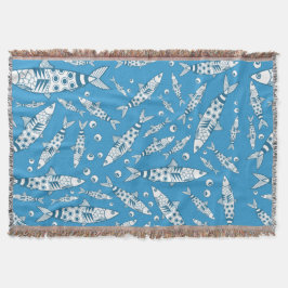 Portugees Lissabon Sardines Pattern Azulejos Blue Deken