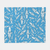Portugees Lissabon Sardines Pattern Azulejos Blue Fleece Deken (Voorkant (Horizontaal))