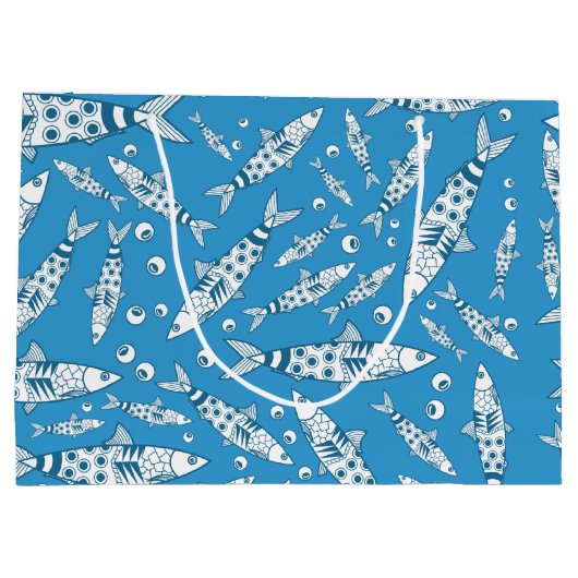 Portugees Lissabon Sardines Pattern Azulejos Blue Groot Cadeauzakje (Achterkant)