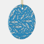 Portugees Lissabon Sardines Pattern Azulejos Blue Keramisch Ornament (Rechts)