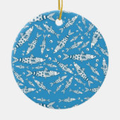 Portugees Lissabon Sardines Pattern Azulejos Blue Keramisch Ornament (Voorkant)