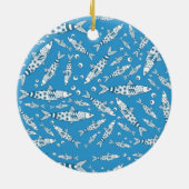 Portugees Lissabon Sardines Pattern Azulejos Blue Keramisch Ornament (Achterkant)