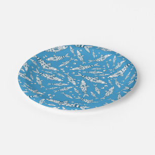 Portugees Lissabon Sardines Pattern Azulejos Blue Papieren Bordje