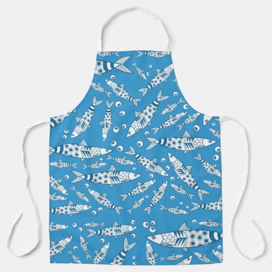 Portugees Lissabon Sardines Pattern Azulejos Blue Schort (Voorkant)