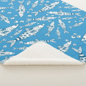 Portugees Lissabon Sardines Pattern Azulejos Blue Sherpa Deken (3/4)