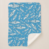 Portugees Lissabon Sardines Pattern Azulejos Blue Sherpa Deken (Voorkant)
