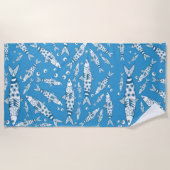 Portugees Lissabon Sardines Pattern Azulejos Blue Strandlaken (Voorkant)