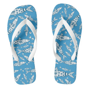 Portugees Lissabon Sardines Pattern Azulejos Blue Teenslippers
