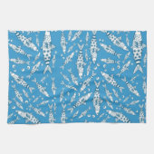 Portugees Lissabon Sardines Pattern Azulejos Blue Theedoek (Horizontaal)