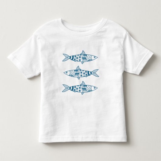 Portugees Lissabon Sardines Pattern Azulejos Kinder Shirts (Voorkant)