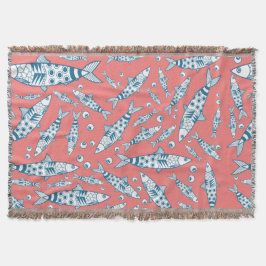 Portugees Lissabon Sardines Pattern Azulejos Pink Deken