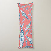 Portugees Lissabon Sardines Pattern Azulejos Pink Lichaamskussen (Achterkant (Verticaal))