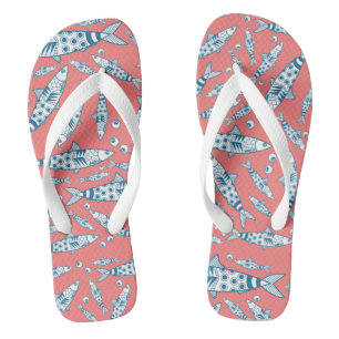Portugees Lissabon Sardines Pattern Azulejos Pink  Teenslippers