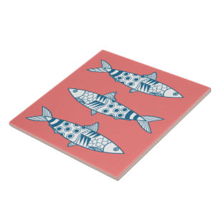 Portugees Lissabon Sardines Pattern Azulejos Pink Tegeltje