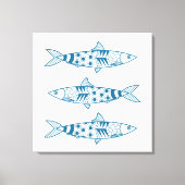 Portugees Lissabon Sardines Pattern Azulejos White Canvas Afdruk (Voorkant)