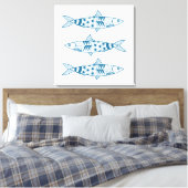 Portugees Lissabon Sardines Pattern Azulejos White Canvas Afdruk (Insitu (Slaapkamer))