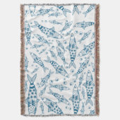 Portugees Lissabon Sardines Pattern Azulejos White Deken (Voorkant Verticaal)