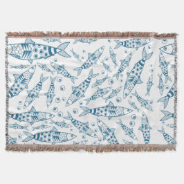 Portugees Lissabon Sardines Pattern Azulejos White Deken
