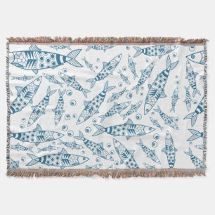 Portugees Lissabon Sardines Pattern Azulejos White Deken