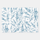 Portugees Lissabon Sardines Pattern Azulejos White Inpakpapier Vel (Voorkant)