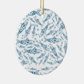 Portugees Lissabon Sardines Pattern Azulejos White Keramisch Ornament (Rechts)