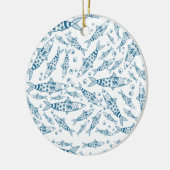 Portugees Lissabon Sardines Pattern Azulejos White Keramisch Ornament (Links)